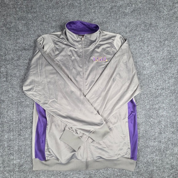 Genuine Stuff Other - LSU Tigers Track Jacket Mens Large Gray Purple Genuine Stuff Full Zip‎